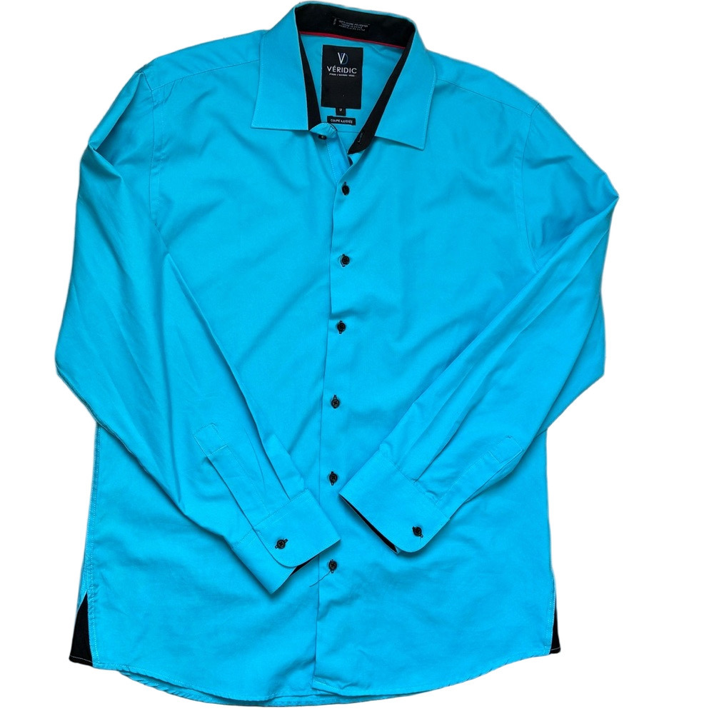 Men's Turquoise Casual Button Down Shirt